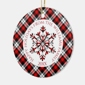Rustiek Rood Wit Zwart Tartan Controles Sneeuwvlok Keramisch Ornament (Links)
