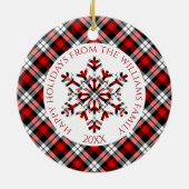 Rustiek Rood Wit Zwart Tartan Controles Sneeuwvlok Keramisch Ornament (Achterkant)