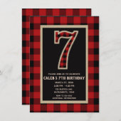 Rustiek Rood Zwart Buffalo Plaid 7e Verjaardagsfee Kaart (Voorkant / Achterkant)