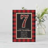 Rustiek Rood Zwart Buffalo Plaid 7e Verjaardagsfee Kaart (Staand voorkant)