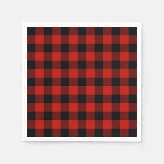 Rustiek Rood Zwart Buffalo Plaid Lumberjack Patroo Servet (Voorkant)