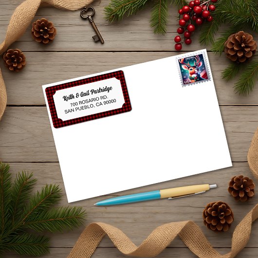 Rustiek Rood & Zwart Buffalo Plakken Custom Etiket