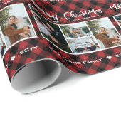 Rustiek Rood Zwart Buffel Plaid Foto Kerstmis Cadeaupapier (Rol Hoek)