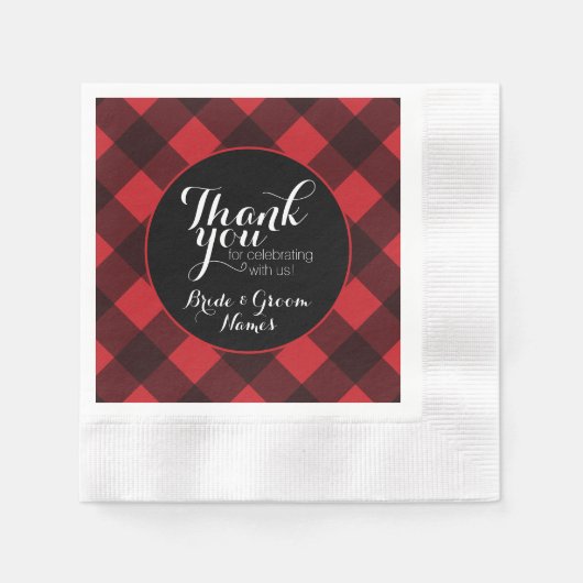 Rustiek Rood Zwart Buffel Plaid Patroon Dank u Servetten (Voorkant)