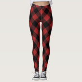 Rustiek Rood Zwart Buffel Plaid Wit Hart Leggings (Voorkant)