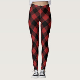 Rustiek Rood Zwart Buffel Plaid Wit Hart Leggings