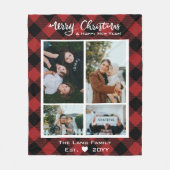 Rustiek Rood Zwart Buffel Vrolijk Kerstfeest Foto Fleece Deken (Voorkant)