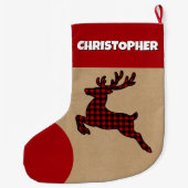 Rustiek Rood & Zwart Geplaagd Rendier Aangepaste N Grote Kerstsok (Achterkant)