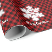 Rustiek rood zwart geruite patroon feestelijke sne cadeaupapier (Rol Hoek)