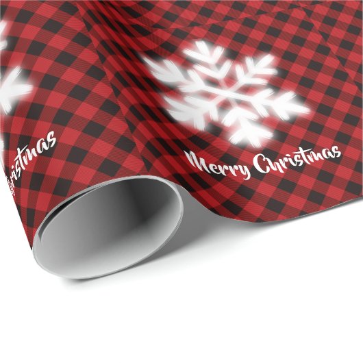 Rustiek rood zwart geruite patroon feestelijke sne cadeaupapier (Rol Hoek)