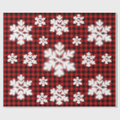 Rustiek rood zwart geruite patroon ijzige sneeuwvl cadeaupapier (Vlak)