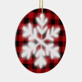 Rustiek rood zwart geruite patroon ijzige sneeuwvl keramisch ornament (Rechts)