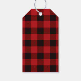Rustiek Rood zwart Plaid patroon Cadeaulabel