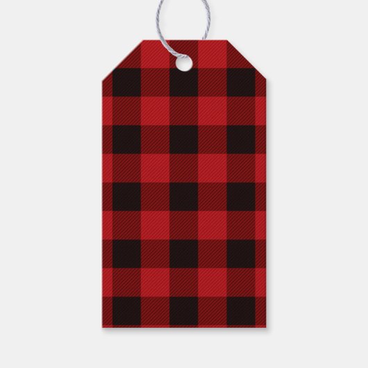 Rustiek Rood zwart Plaid patroon Cadeaulabel (Voorkant)
