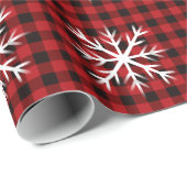 Rustiek rood zwart plaid, sneeuwvlok patroon cadeaupapier (Rol Hoek)