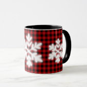 Rustiek rood zwart rustiek plaid ijzige sneeuw vlo mok (Voorkant rechts)