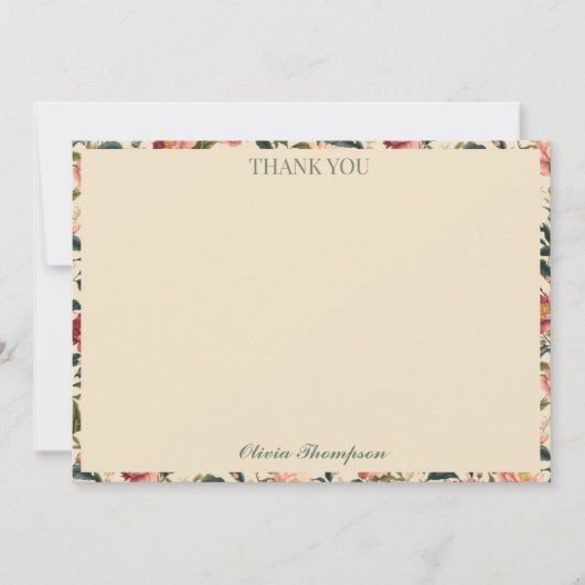 Rustiek Roos Beige Flower Vrijgezellenfeest Custom Bedankkaart (Voorkant)