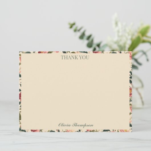 Rustiek Roos Beige Flower Vrijgezellenfeest Custom Bedankkaart (Staand voorkant)