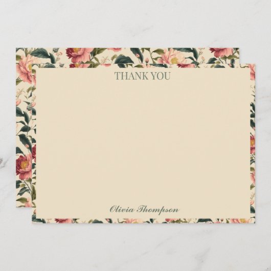 Rustiek Roos Beige Flower Vrijgezellenfeest Custom Bedankkaart (Voorkant / Achterkant)