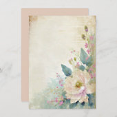 Rustiek roos blanco bruiloft kaart (Voorkant / Achterkant)