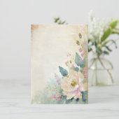 Rustiek roos blanco bruiloft kaart (Staand voorkant)