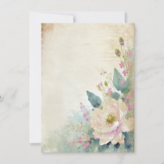 Rustiek roos blanco bruiloft kaart (Voorkant)