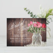 Rustiek Roos Bloemen Mason Jar Vrijgezellenfeest Kaart (Staand voorkant)