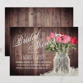 Rustiek Roos Bloemen Mason Jar Vrijgezellenfeest Kaart (Voorkant / Achterkant)