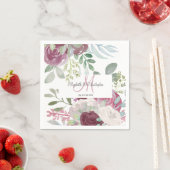 Rustiek Roos Bloemen Waterverf Bourgondië Huwelijk Servet (Insitu)