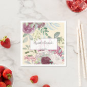 Rustiek Roos Bloemen Waterverf Bourgondië Huwelijk Servet (Insitu)