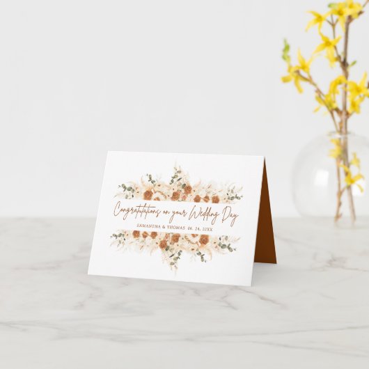 Rustiek Roos & Calla Lily Wedding Gefeliciteerd Kaart (Gele Bloem)