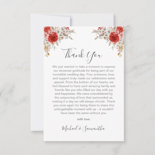 Rustiek Roos Country Bruiloft Bedankkaart (Voorkant)