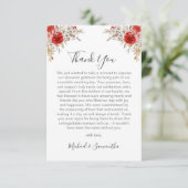 Rustiek Roos Country Bruiloft Bedankkaart (Staand voorkant)