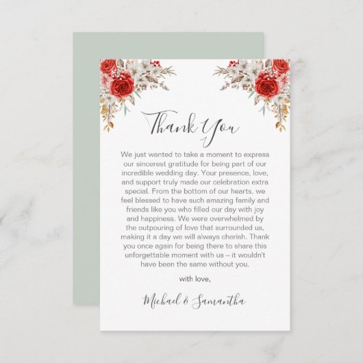 Rustiek Roos Country Bruiloft Bedankkaart (Voorkant / Achterkant)