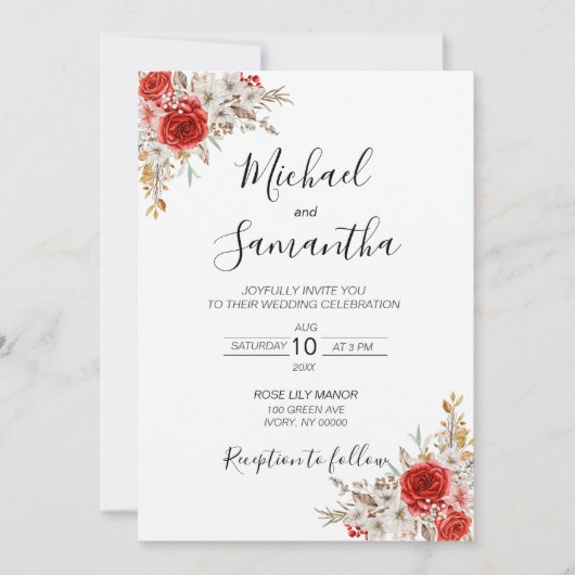 Rustiek Roos Country Bruiloft Kaart (Voorkant)