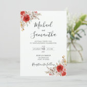 Rustiek Roos Country Bruiloft Kaart (Staand voorkant)