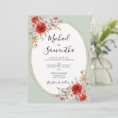 Rustiek Roos Country Bruiloft Kaart (Staand voorkant)