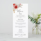 Rustiek Roos Country Bruiloft Menu (Staand voorkant)