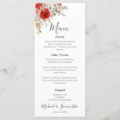 Rustiek Roos Country Bruiloft Menu (Voorkant)