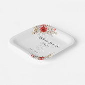 Rustiek Roos Country Bruiloft Papieren Bordje (Gebogen)