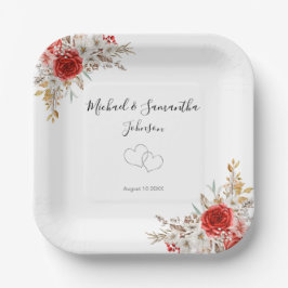 Rustiek Roos Country Bruiloft Papieren Bordje