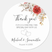Rustiek Roos Country Bruiloft Ronde Sticker (Voorkant)