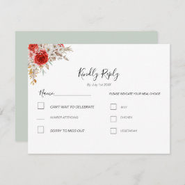 Rustiek Roos Country Bruiloft RSVP Kaartje