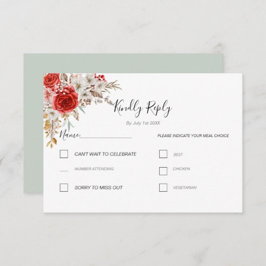 Rustiek Roos Country Bruiloft RSVP Kaartje (Voorkant / Achterkant)
