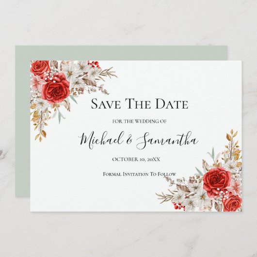 Rustiek Roos Country Bruiloft Save The Date (Voorkant / Achterkant)