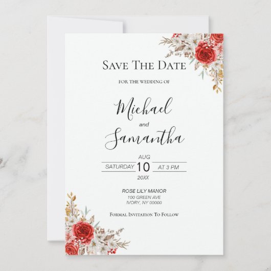 Rustiek Roos Country Bruiloft Save The Date (Voorkant)