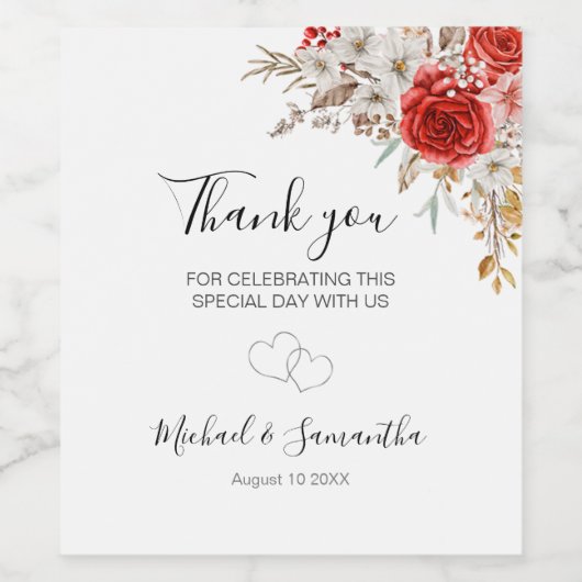 Rustiek Roos Country Bruiloft Wijn Etiket (Enkel label)