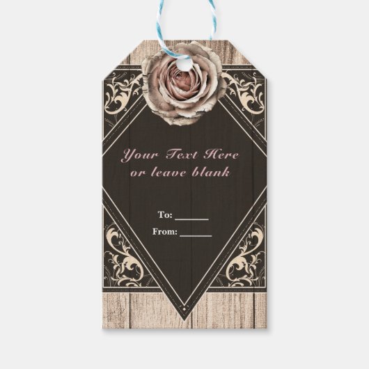 Rustiek Roos Elegant Licht Hout Diamant Party Favo Cadeaulabel (Voorkant)