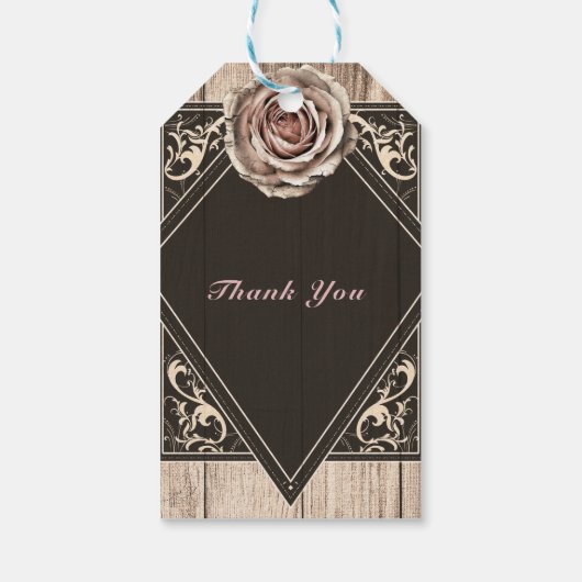 Rustiek Roos Elegant Licht Hout Diamant Party Favo Cadeaulabel (Achterkant)