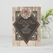 Rustiek Roos Elegant Licht Hout Diamanten Uitnodig Kaart (Staand voorkant)